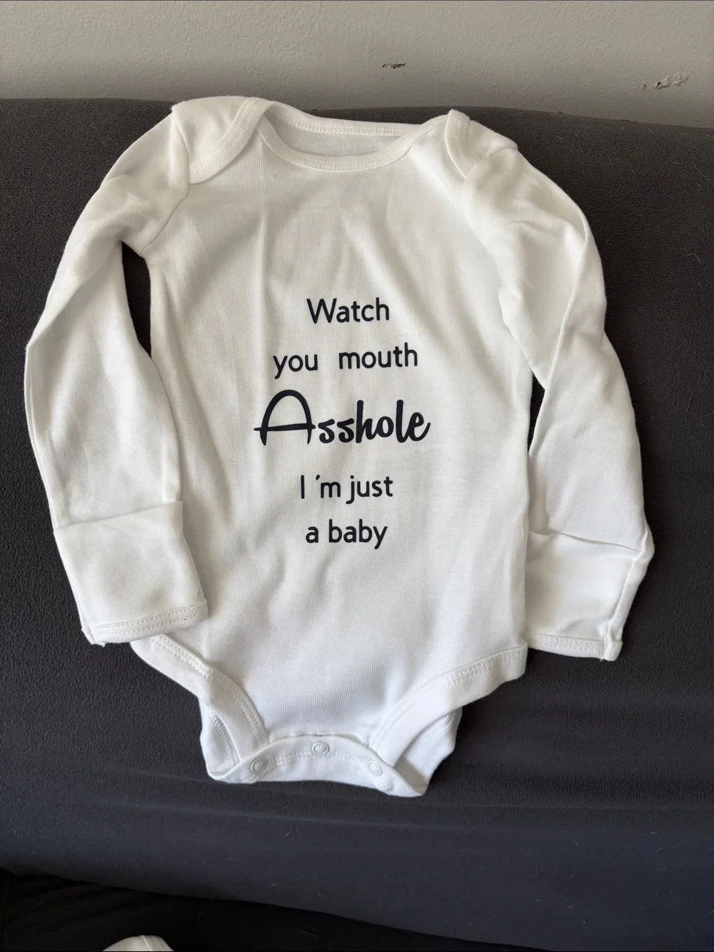 Carters White Long-Sleeve Baby One-Piece